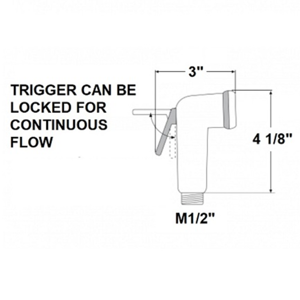 dia of Scandvik Straight Standard GRP Trigger Sprayer Handle