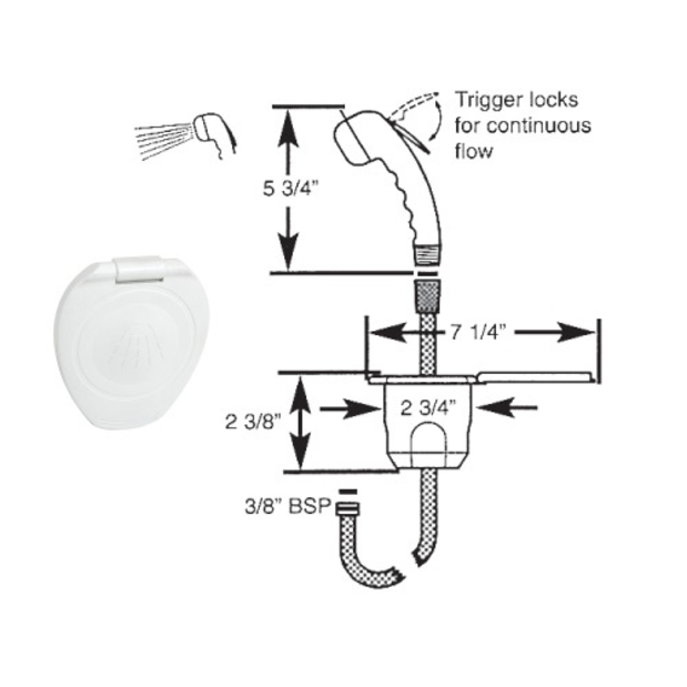 White Recessed Transom Shower - 6'