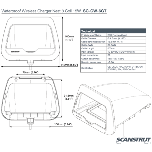 SC-CW-6GT Nest Waterproof Wireless Charger