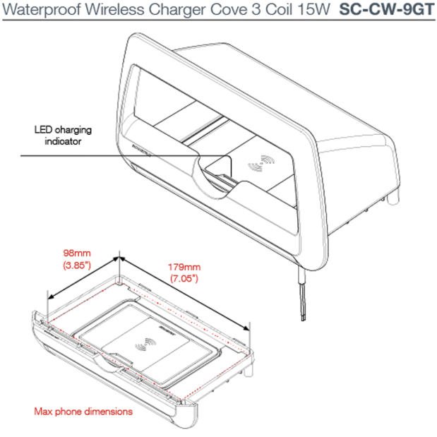 SC-CW-9GT Cove 15W Waterproof Wireless Charger 