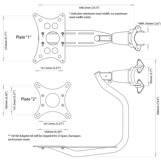 Self Levelling Radar Mount - Mast