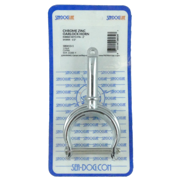 580413 of Sea-Dog Line 2" Ribbed Horn Oarlock w/ Keeper Pin - Chromed Zinc, 1/2" Shank