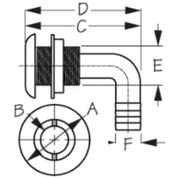 90 Degree Thru-Hull with Stainless Cap