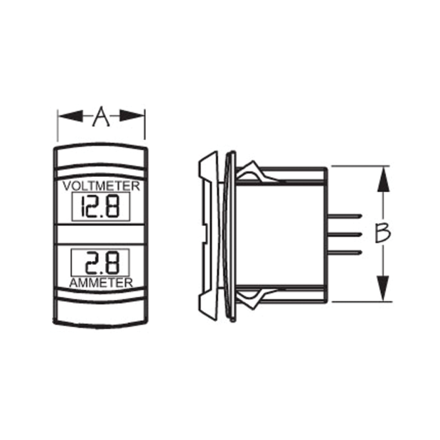 dimensions of Sea-Dog Line AMP Meter Rocker Switch