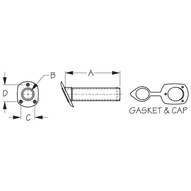 Angled Flush Mount Rod Holder and Cap