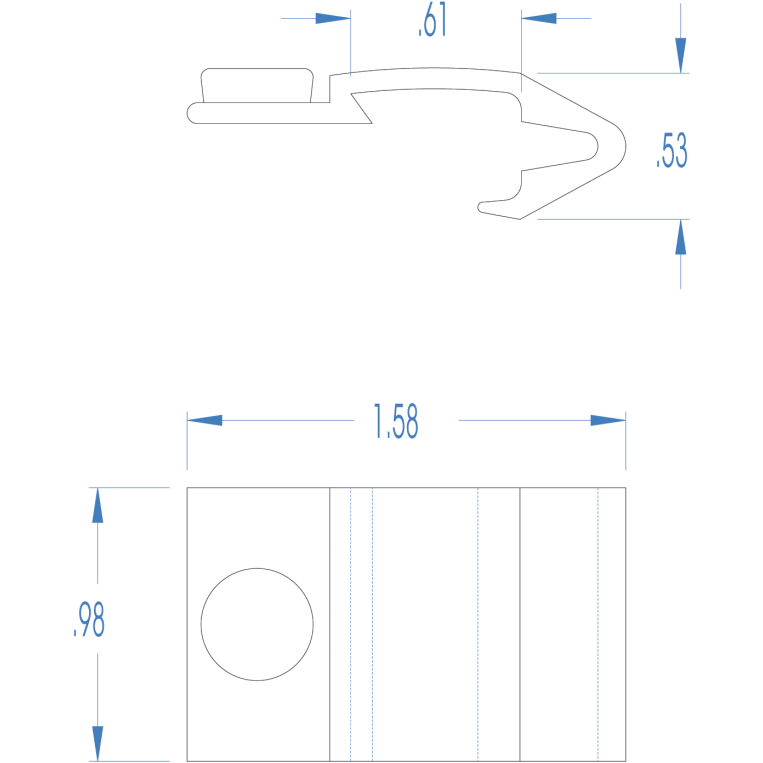 Dimensions of Sea-Dog Line Black Windshield Clips with Integral Canvas Snap Studs