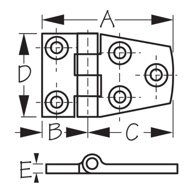 Cast Stainless Short Side Door Hinge