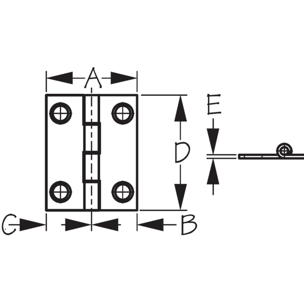 Dampening Butt Hinge, 4 Hole