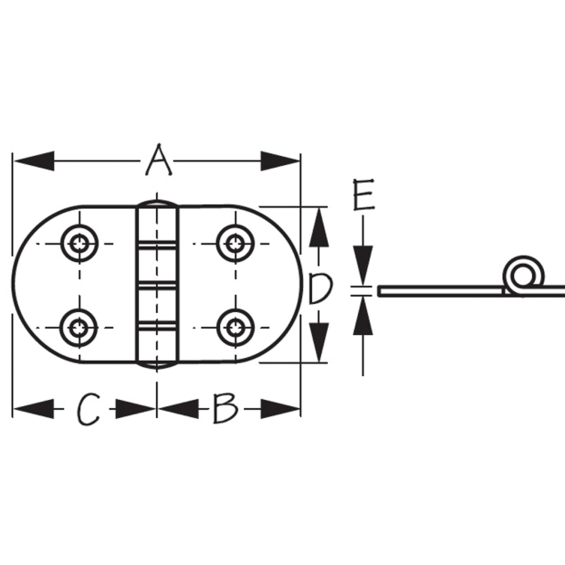 Dampening Round Side Door Hinge, Short