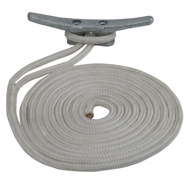 braided white of Sea-Dog Line Premium Dock Line - Double Braided Nylon