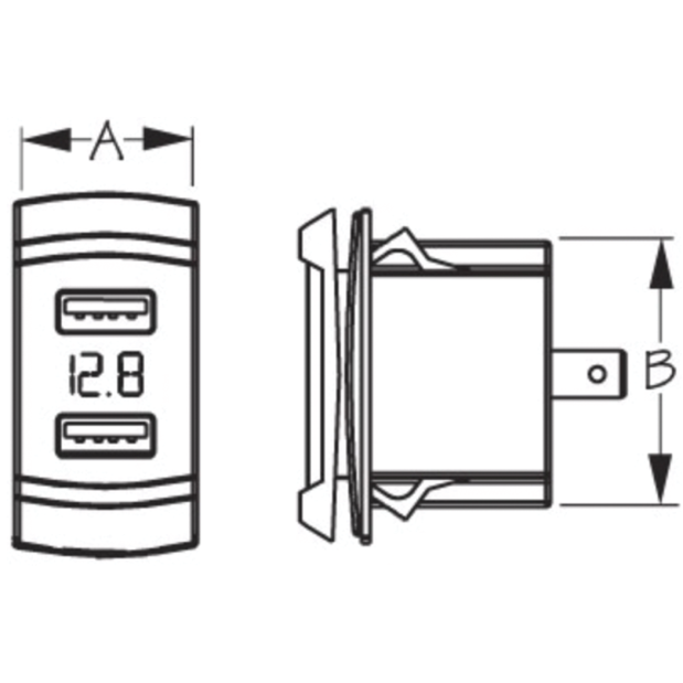Double Usb Rocker Switch Style Voltmeter