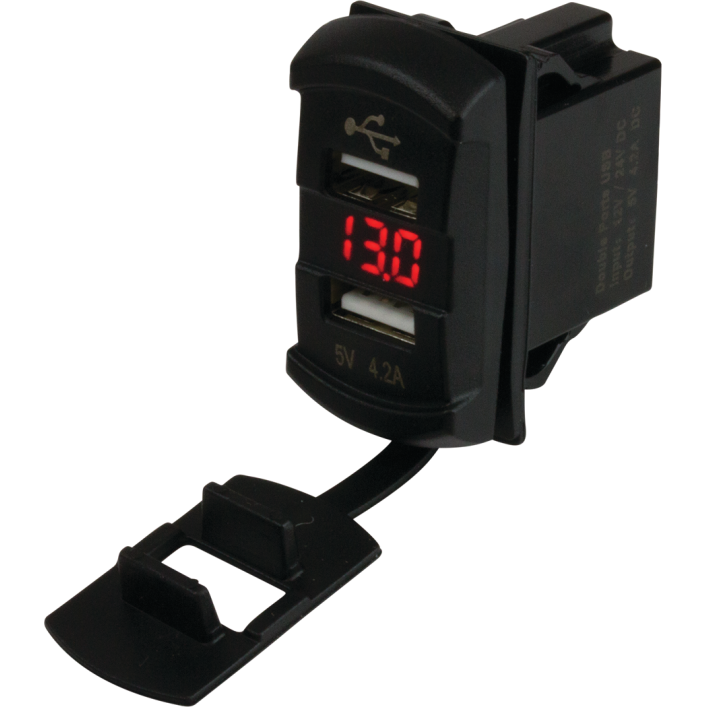 Double Usb Rocker Switch Style Voltmeter