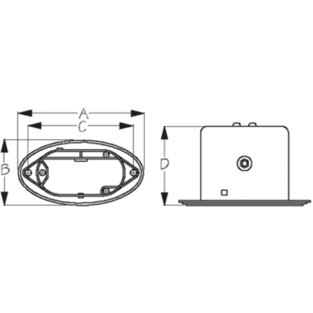 Dimensions of Sea-Dog Line Drop In Hidden Electric Horn V.2 with Grills