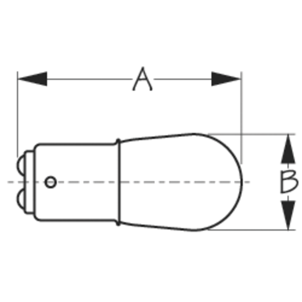 Dimensions of Sea-Dog Line No. 1034 Double Contact Bayonet Indexed Base Bulb - Dual Filament, 12V, 23W