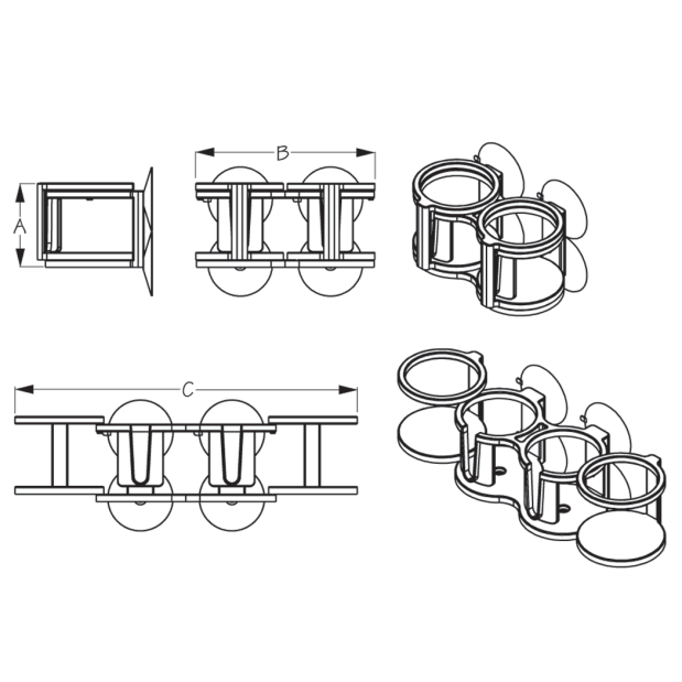 Suction Cup Mounted Dual / Quad Drink Holder