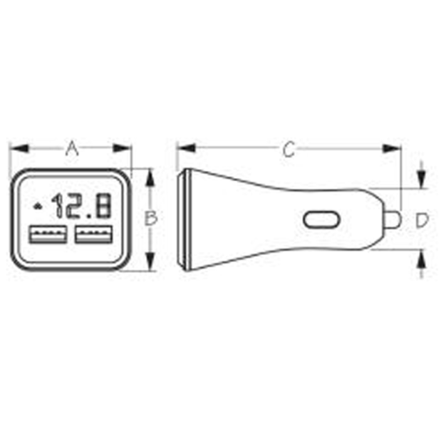 dia of Sea-Dog Line Dual USB Power Plug with Voltage / Amp Meter