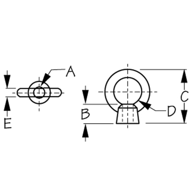 dia of Sea-Dog Line Eye Nut - UNC Thread