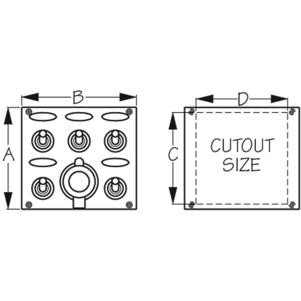 Five Toggle Switch Panel With Power Socket
