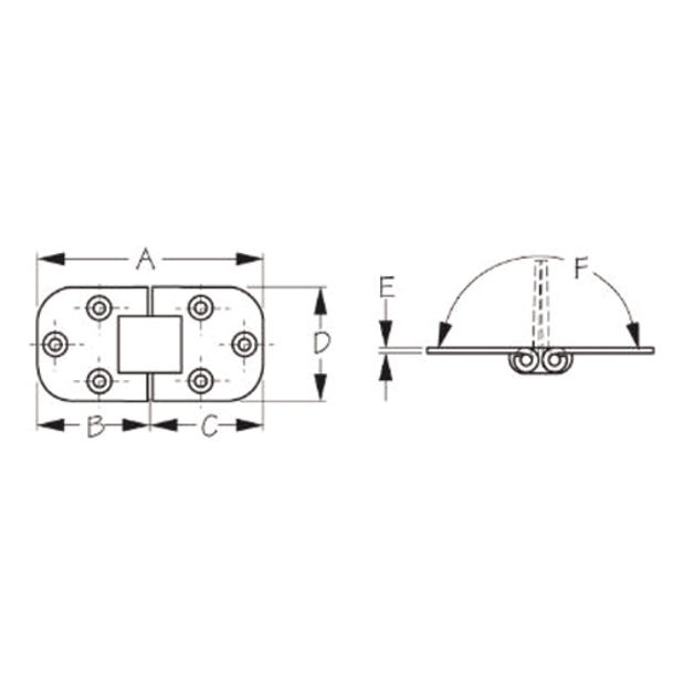 dia of Sea-Dog Line Flush 2-Pin Hinge - 3"