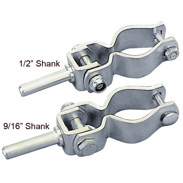 2" Heavy Duty Clamp-On Oarlocks - Plated Steel, 9/16" Shank
