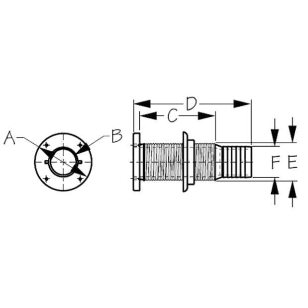 Hose Barb Thru-hull - Long