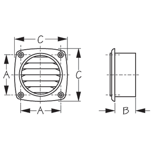 Hose Vent with Flange - for 3" or 4" Hose