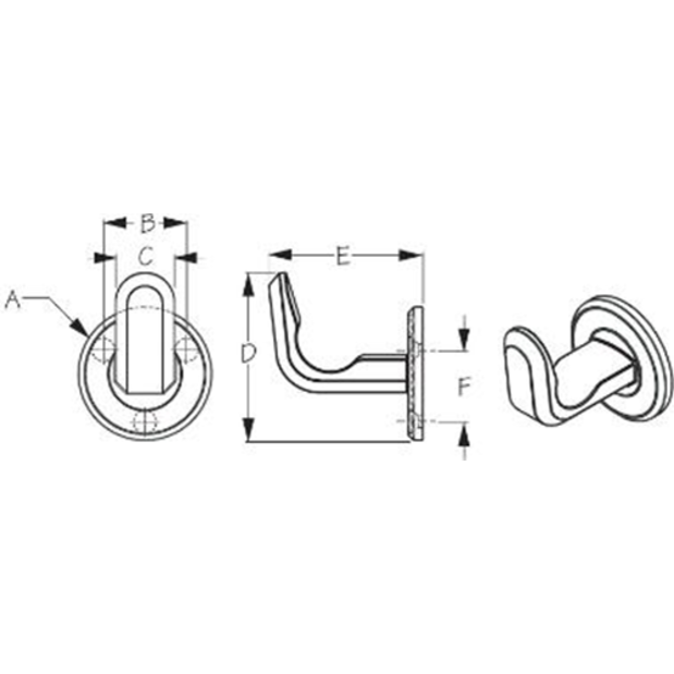 diagram of Sea-Dog Line Large Coat Hook