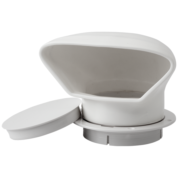 Low Profile PVC Cowl Vent - with Snap-In Deck Plate