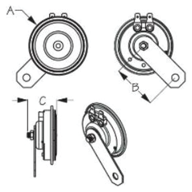 Mini Compact Low Tone Horn with Bracket