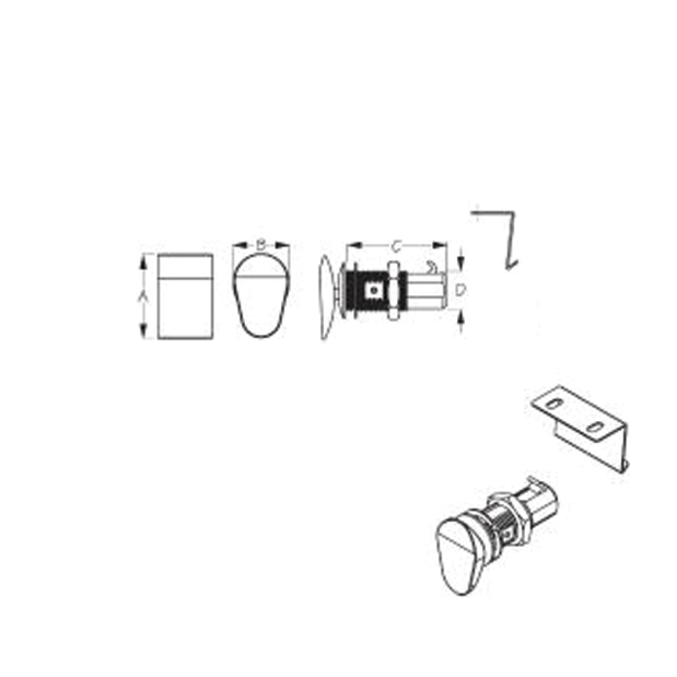 dimensions of Sea-Dog Line Push Button Cabinet Latch