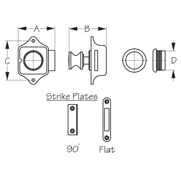 Push Button Rim Latch