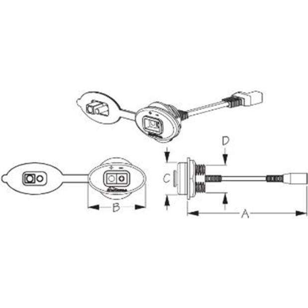 diagram of Sea-Dog Line SAE Power Socket - Back Nut Mount