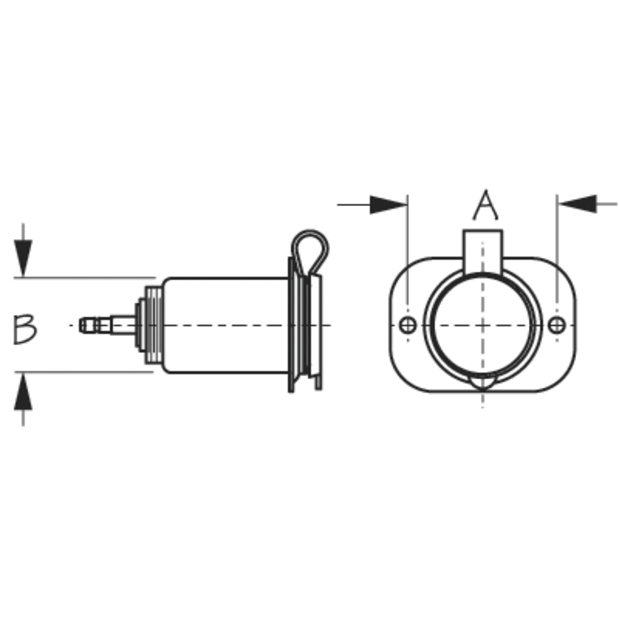 Power Socket 12-Volt with Stamped 304 Stainless Mounting Plate