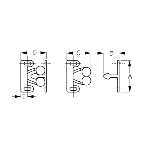 Dimensions of Sea-Dog Line Twin Roller Door Catch