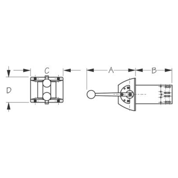 diagram of Sea-Dog Line Twin Single Function Levers Top Mount Engine Control