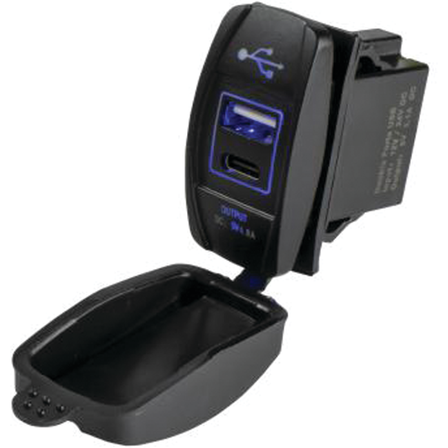 USB & USB-C Rocker Switch Style Power Socket