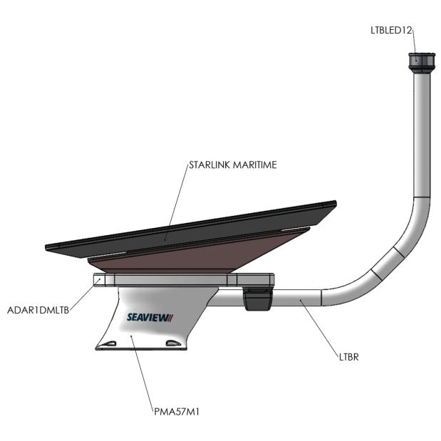 Modular Top Plate with Tail for Starlink  PMA57M1 Base