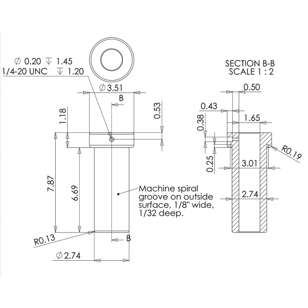 Dimensions of Seaview Wind Generator Pole Top - for ATMB Marine Generators