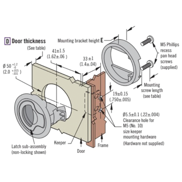 M1 Medium Flush Pull Latch - Push-to-Close