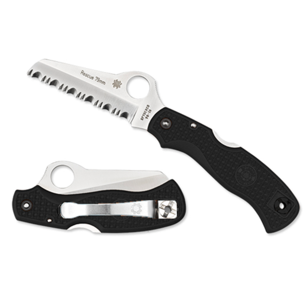 black of Spyderco Rescue Knife - Serrated Blade