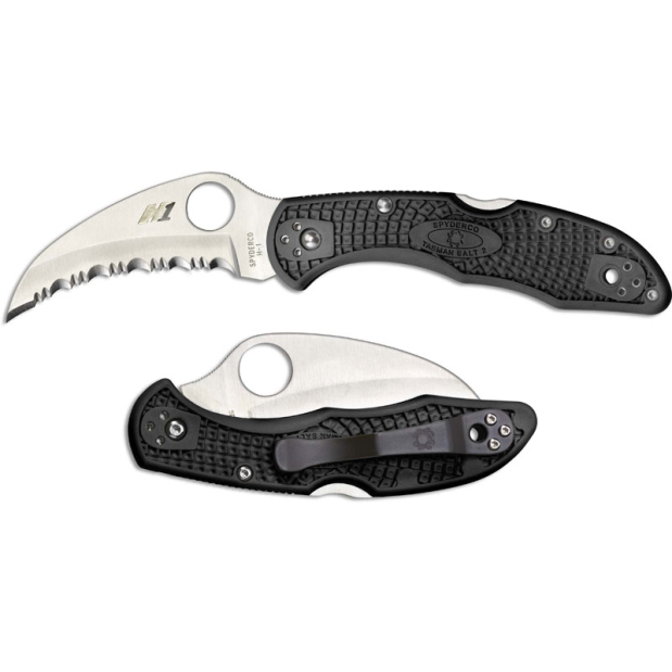 c106sbk2 of Spyderco Tasman Salt 2 Serrated Folding Knife