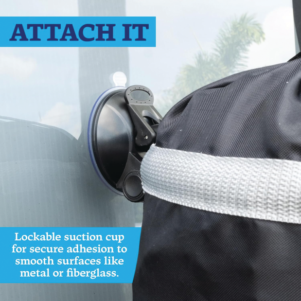 Mesh Trash Bag with Locking Suction Cup & Litter Guard Cinch Tie