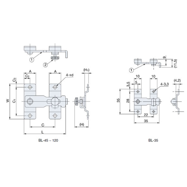 diagram of Sugatsune BL Bar Latch