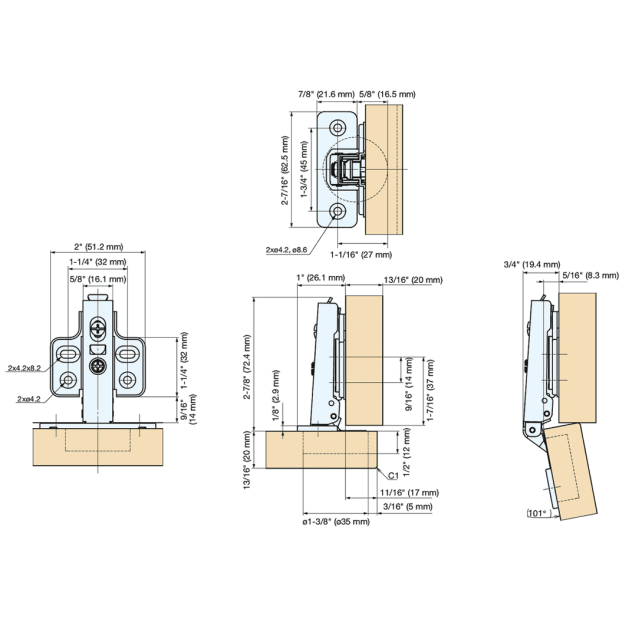 Concealed Hinge - Stainless Steel Soft/Self Close