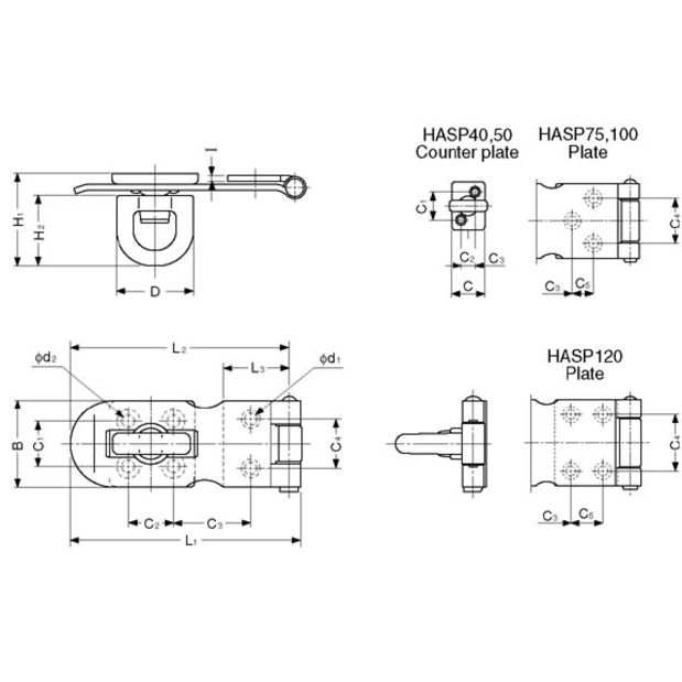 diagram of Sugatsune Hasp