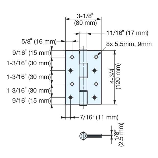 JSA-120S Spring Hinge - Satin
