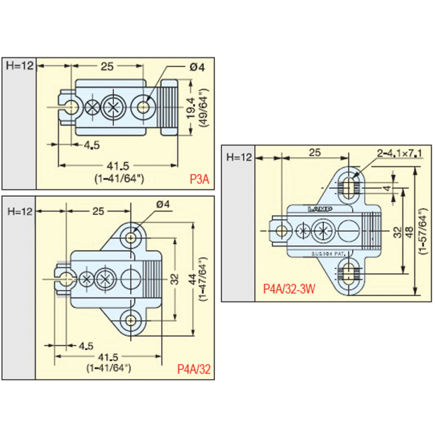 Mounting Plates for 304B Series Concealed Hinges