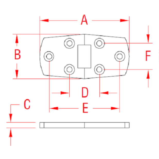 Diagram of Suncor Heavy Duty Flush Door Hinge