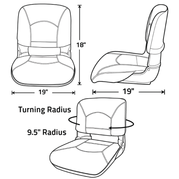 Profile Guide Series Boat Seat & Cushion Combo - Charcoal/Gray Perf