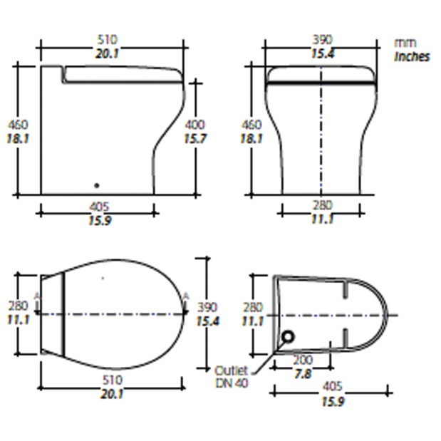high dimensions of Thetford Tecma Flexi Line Silence 2G Plus - Tall